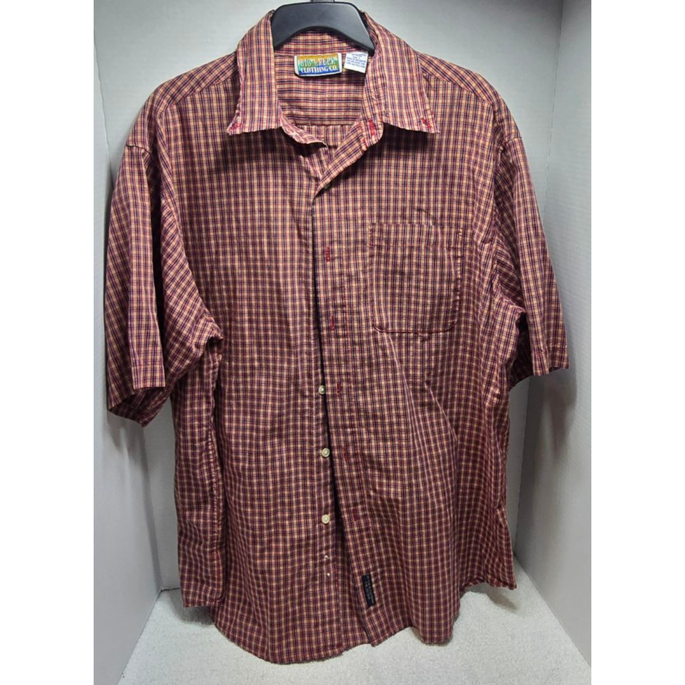 Men's Big Creek Clothing Co Red Blue Plaid Casual Button Down Shirt L